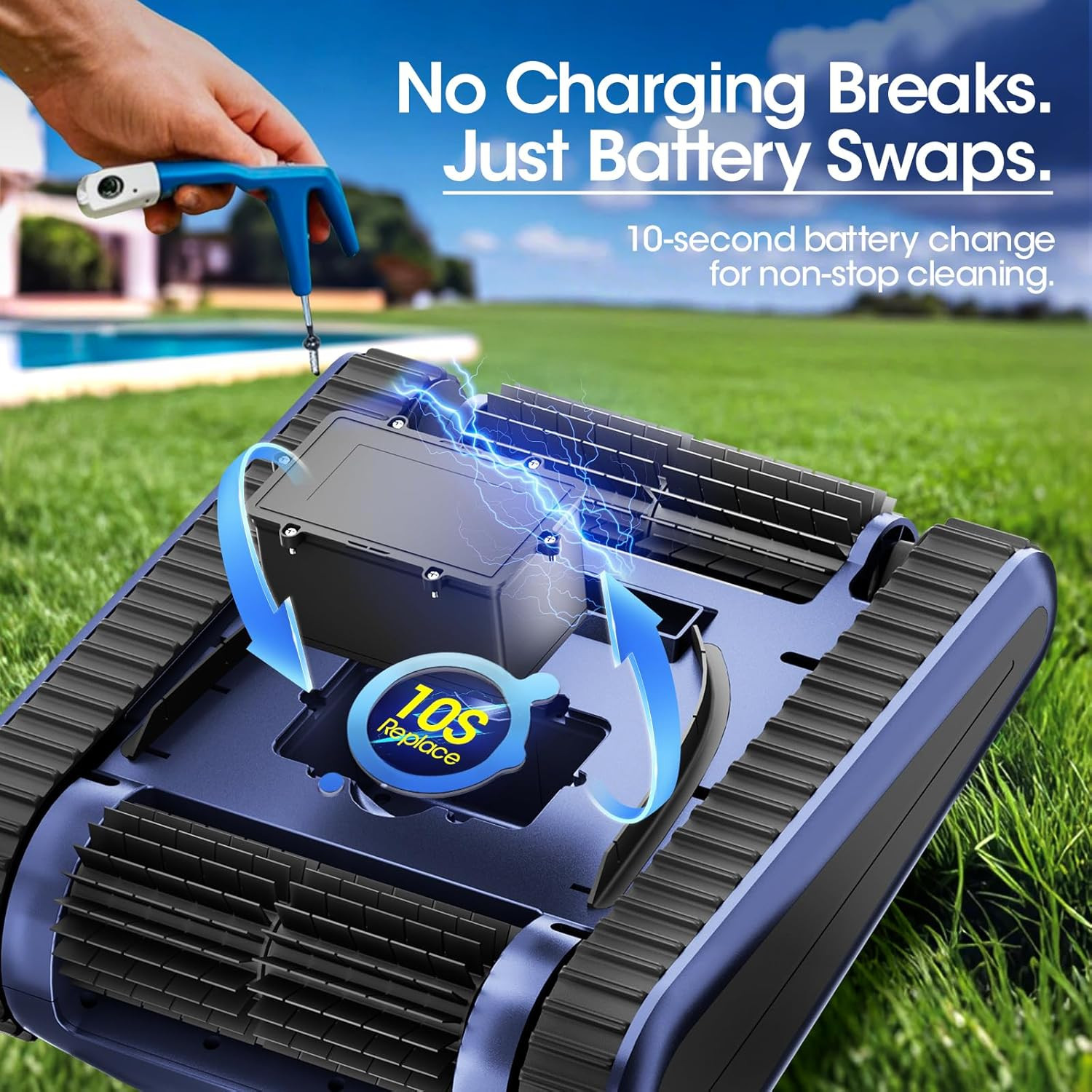 Cordless Robotic Pool Cleaner, Pool Vacuum 180W Brushless Motor, 45000Pa Suction