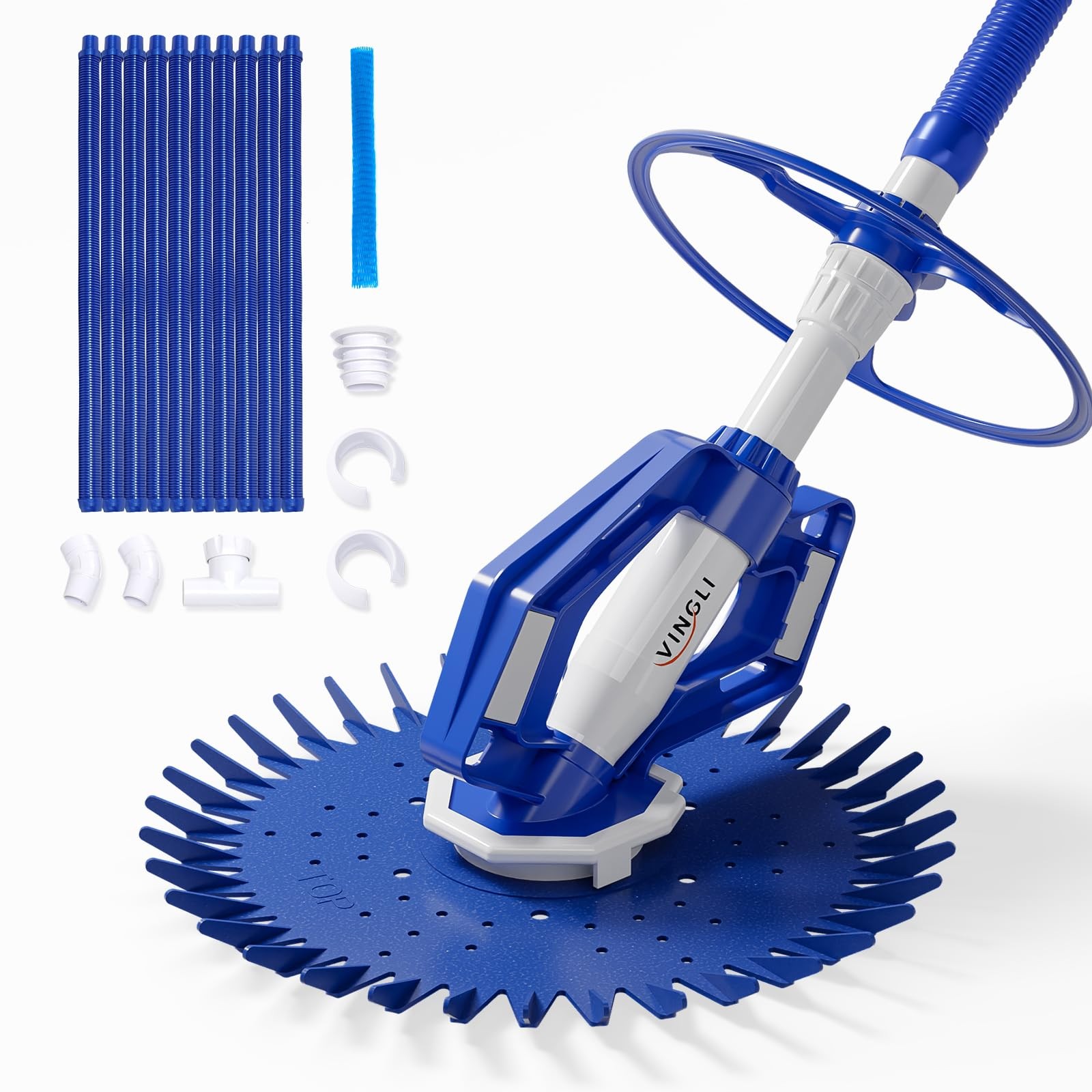 VINGLI Pool Vacuum Cleaner Automatic Sweeper Swimming Navy Blue&White