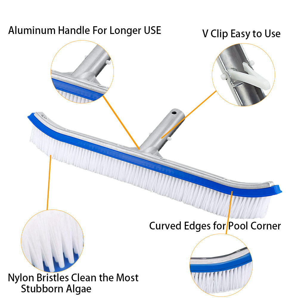 Pool Cleaning Kit – Skimmer Net, Heavy Duty Pool Brush and Aluminum Pole – NEW