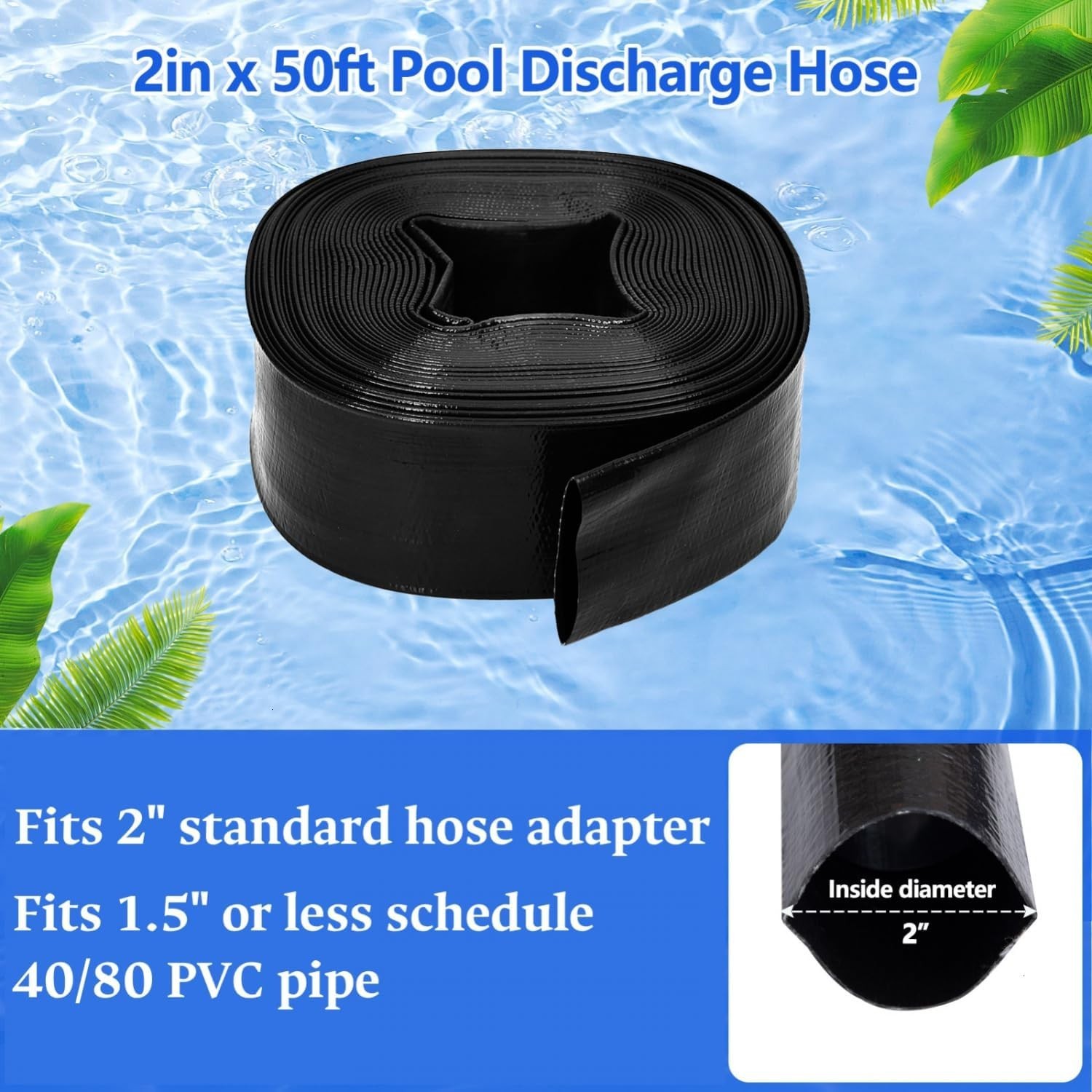 Versatile 50FT PVC Swimming Pool Backwash Hose – Effortless Drainage Setup