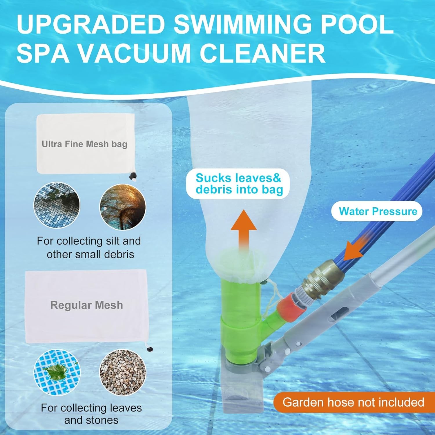 Pool Vacuum Kit Brush Net Hose Adapter Pole Skimmer Cleaner Above Ground Spa