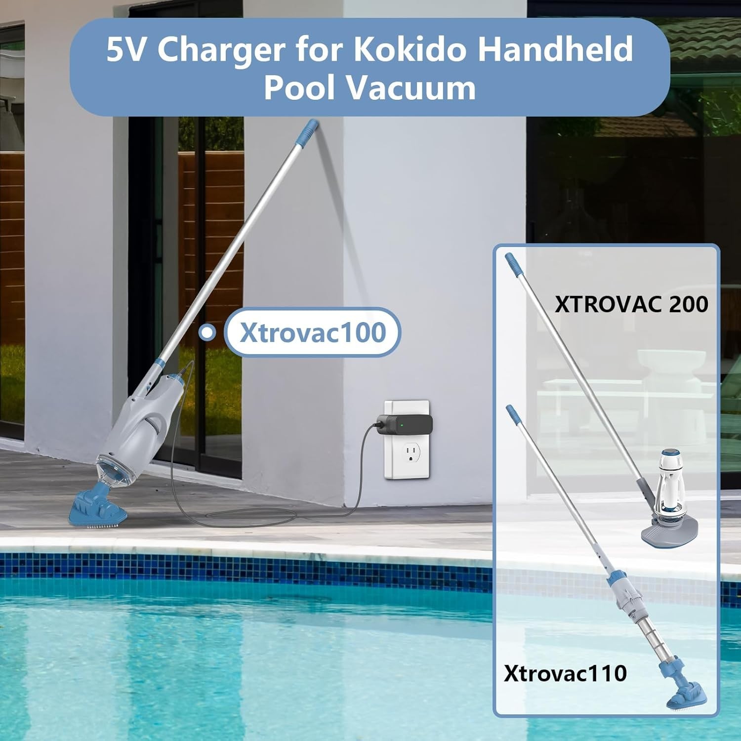 5V Charger for Kokido Xtrovac 100 110 200 Telsa Rechargeable Pool Vacuum