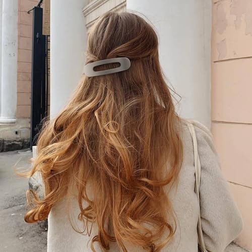 8 Pcs Large Lay Flat Claw Clips for Women – French Side Matte – Multiple Brown