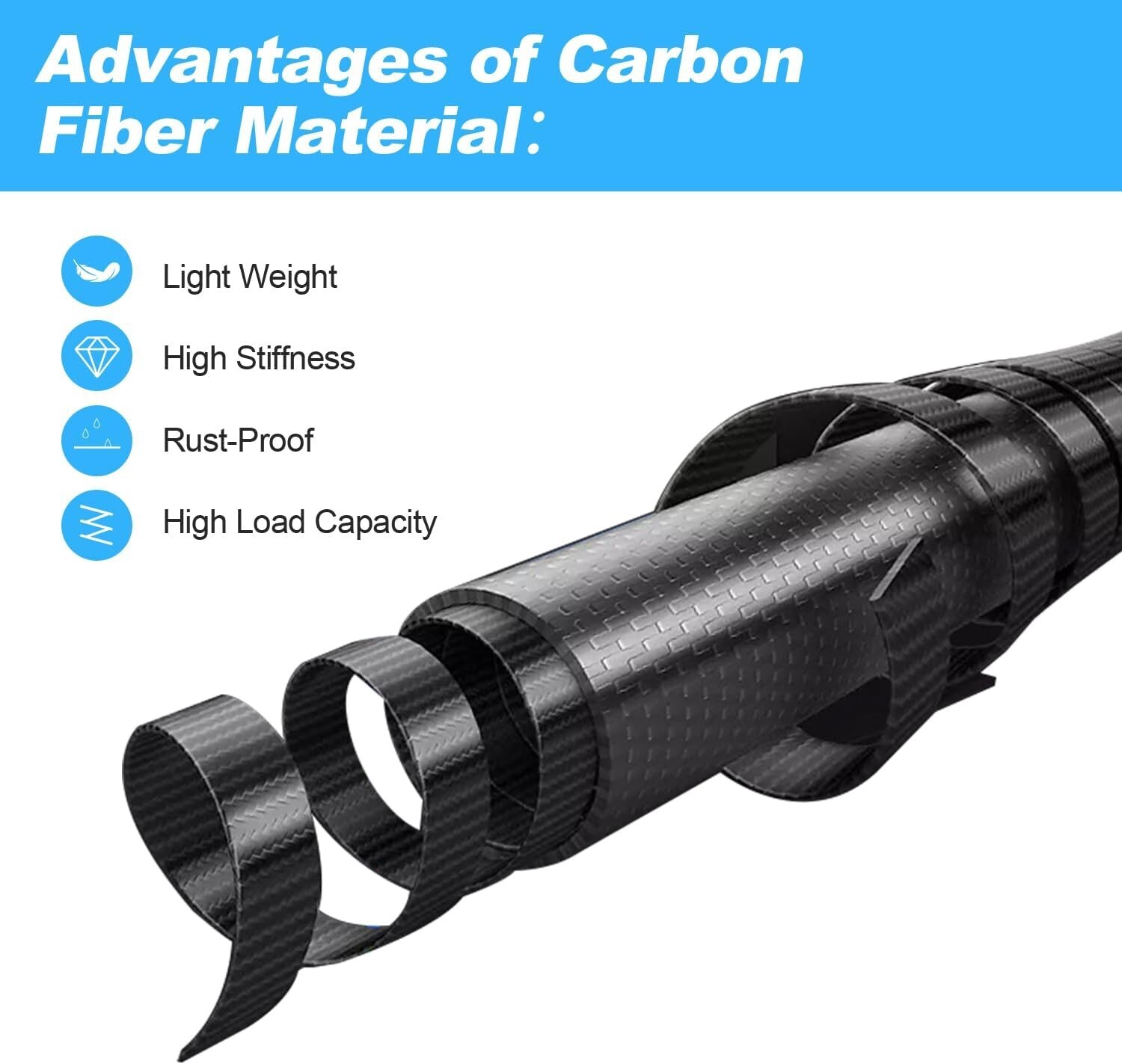 Carbon Fiber Pool Pole, 12 Foot Telescoping Swimming Pool Cleaning Pole