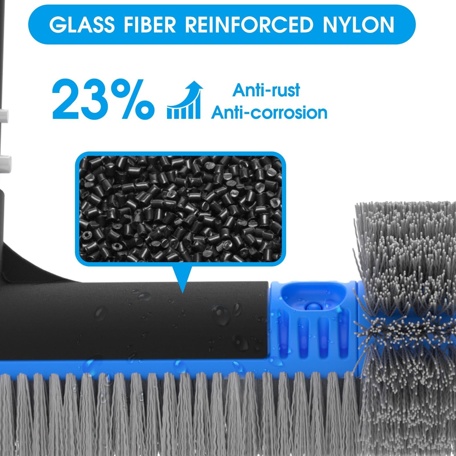 20&Prime; 2-in-1 Pool Brush & Cobweb Duster – Heavy Duty Round Cleaning Head, EZ Clip,