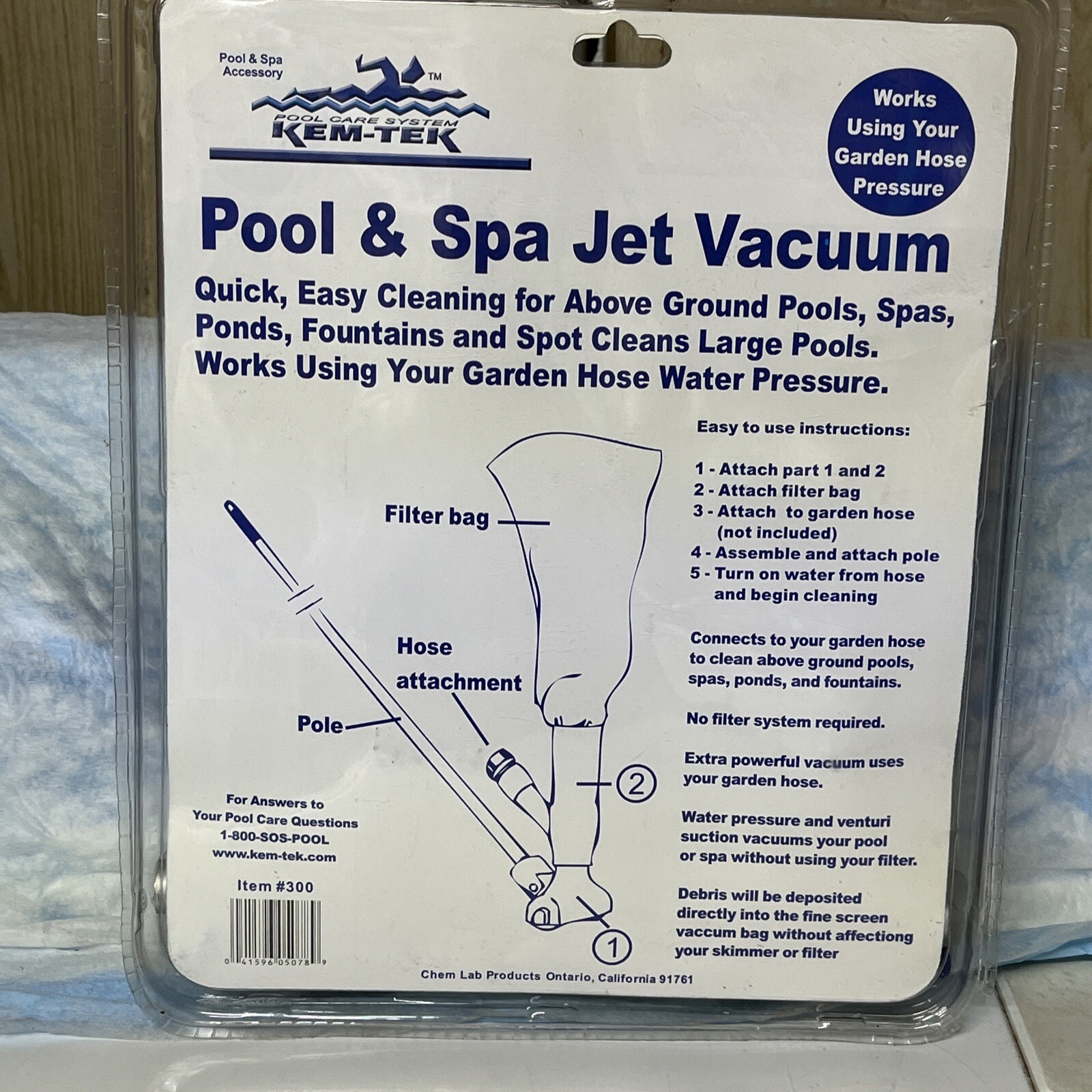 Kem Tek Pool And Spa Accessory Jet Vacuum Pool Care Blue NIP
