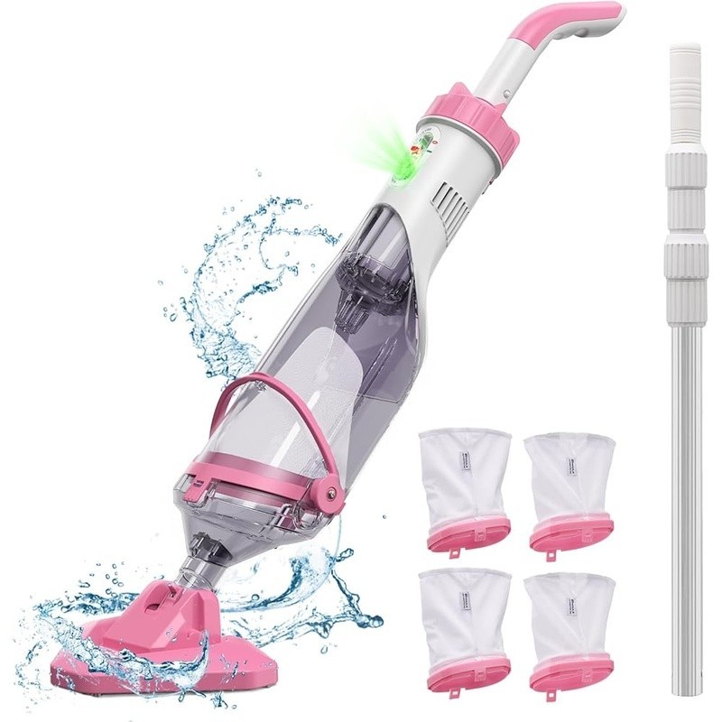Cordless Pool Vacuum Strong Suction 20V Rechargeable Telescopic Pole Filter Bags