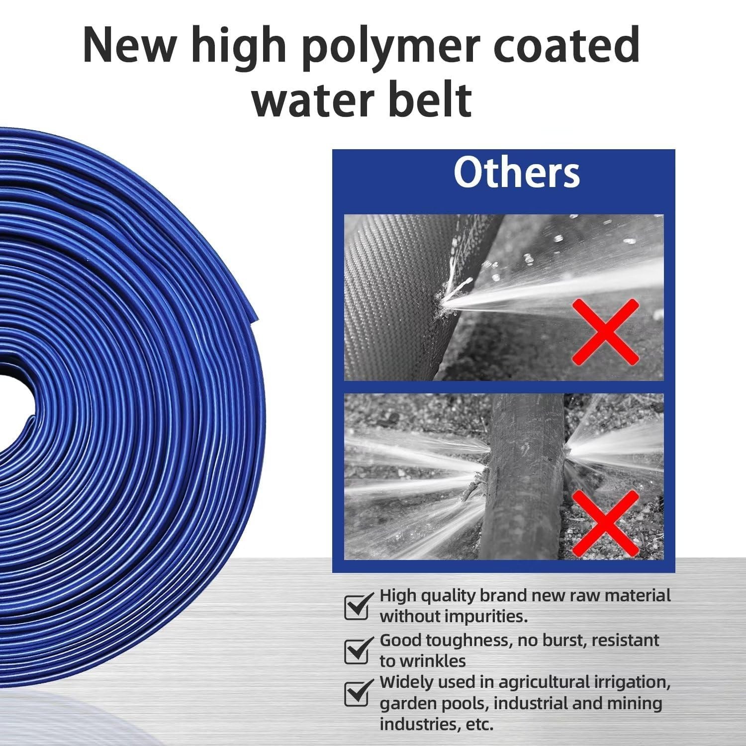 YASHINE PVC Drain HOSE 2&Prime;*100ft, Pool Backwash Hose, Heavy 2&Prime;*100FT, Blue