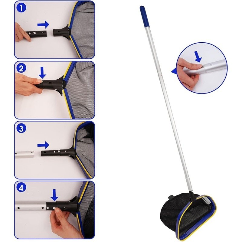 Heavy Duty Pool Rake Skimmer Net W/ 10ft Adjustable Pole Easy Debris Cleanup New