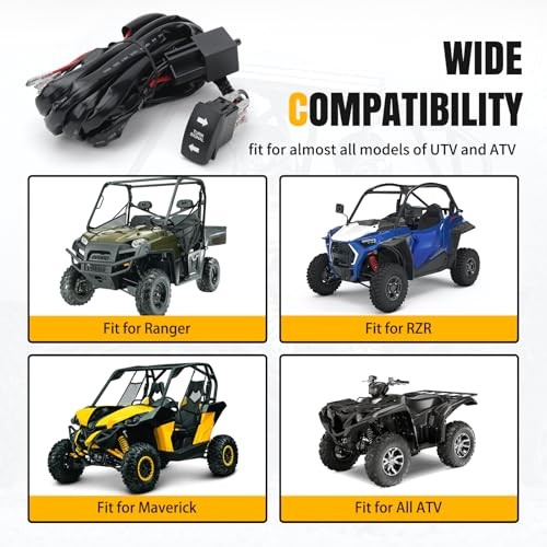 UTV Turn Signal Wiring Harness Kit with Rocker Switch & Flasher Relay, 12V/24V