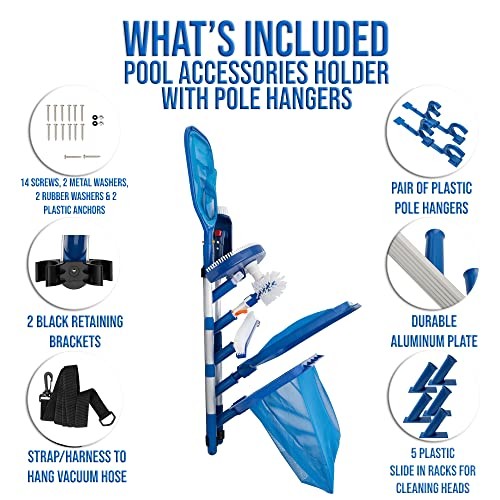 Swimming Pool Accessories Holder, Fence Hooks for Pool Equipment Dark Blue