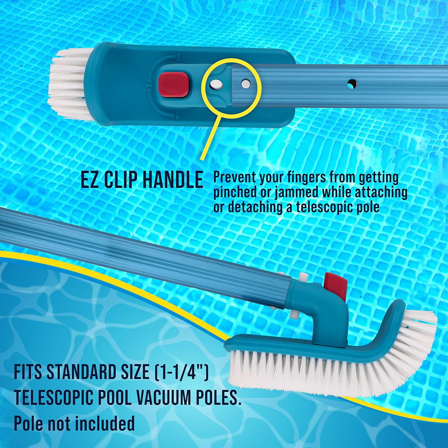 Pool Brush Head for Inground Pools, Hot Tub, Spa – Corner and Step Pool Scrubber