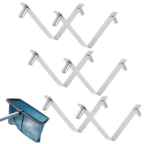 6 Pcs Pool Pole Clips, Stainless Steel Pools Brush Clip V-Shaped Clips