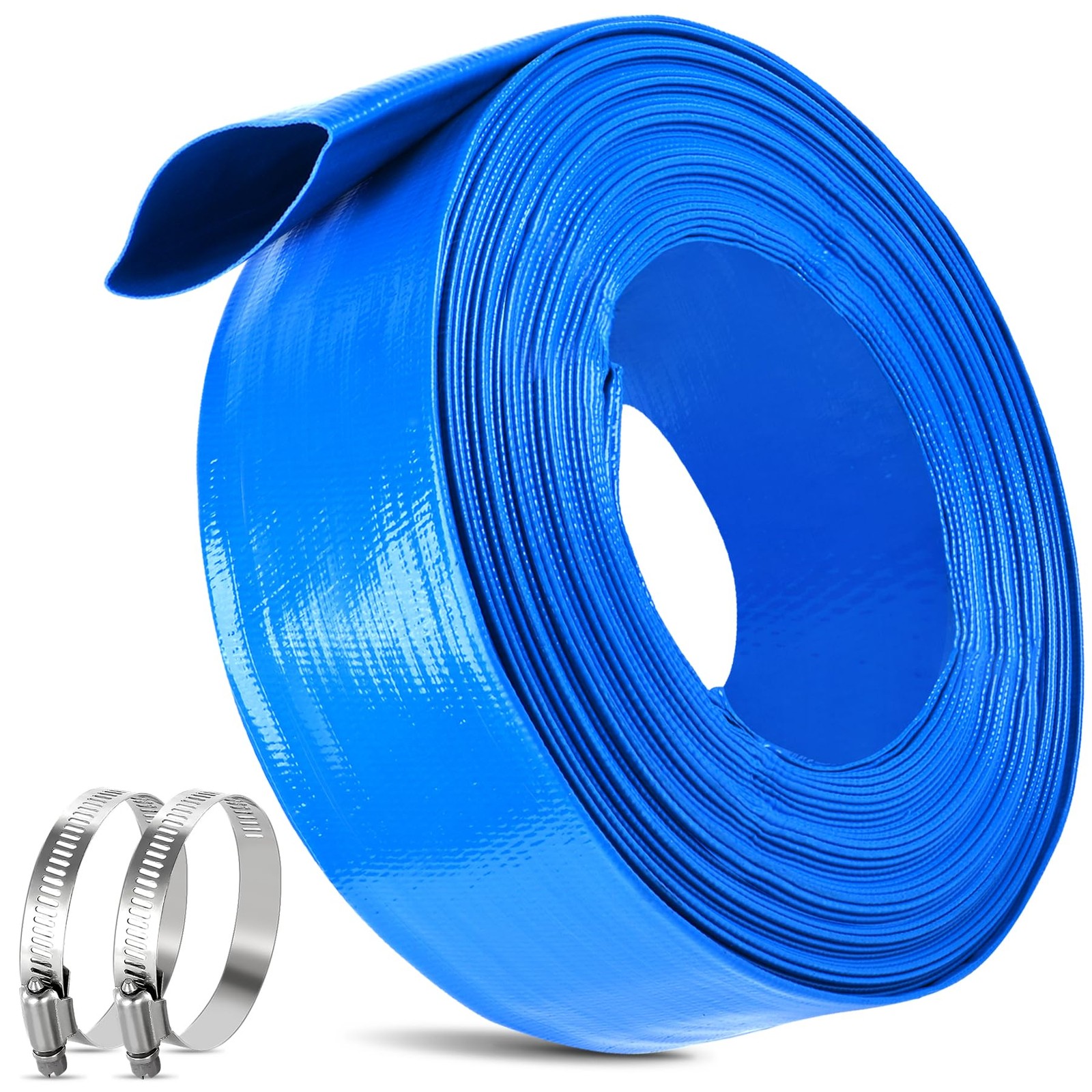 Pool Backwash Hose Heavy Duty Discharge Drain Pipe with 2 Clamps Water Transfer