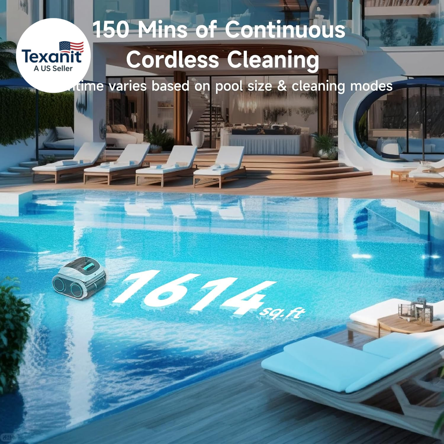 (2026 Upgrade) C1 Pool Robot Vacuum for Inground Pools, 4-In-1 Cordless Robotic