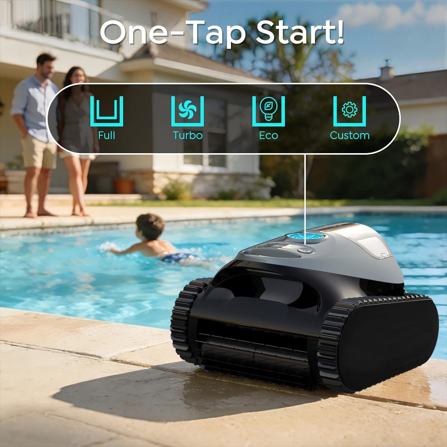 Cordless Robotic Pool Cleaner Wall & Waterline Cleaning 150Min Strong Suction