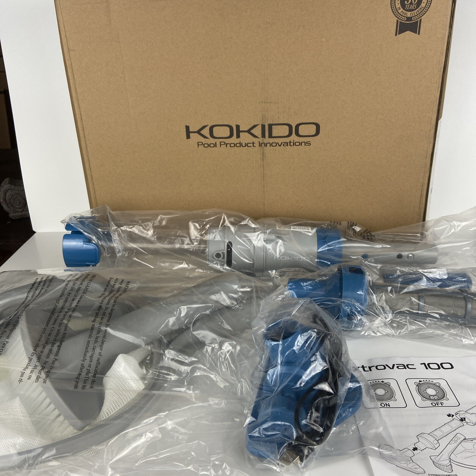 Kokido Xtrovac 100 Rechargeable Pool Spa Vacuum Cleaner Cordless 7 Piece Kit