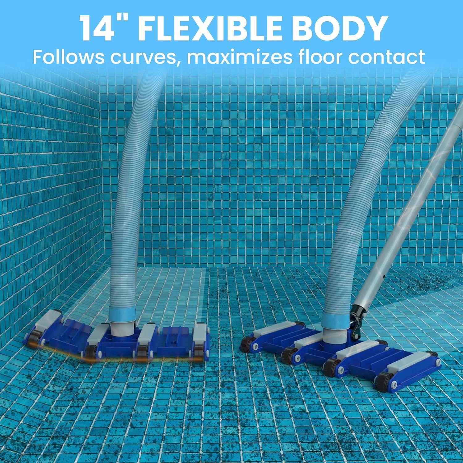 14&Prime; Weighted Pool Vacuum Head with Wheels, Flexible Manual Pool Cleaner with Bot