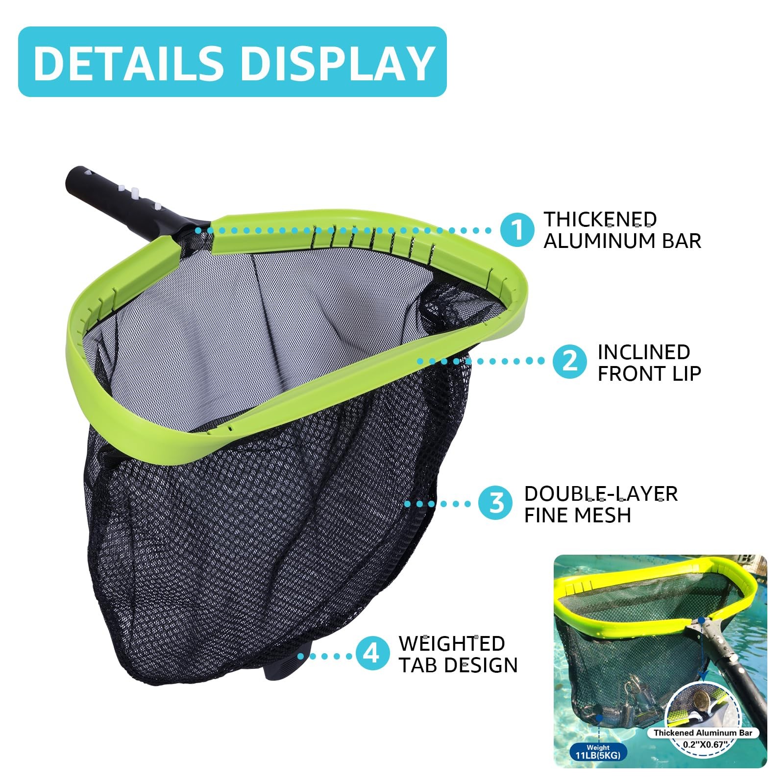 Sepetrel Deluxe Swimming Pool Cleaning Kit Kit, GREEN