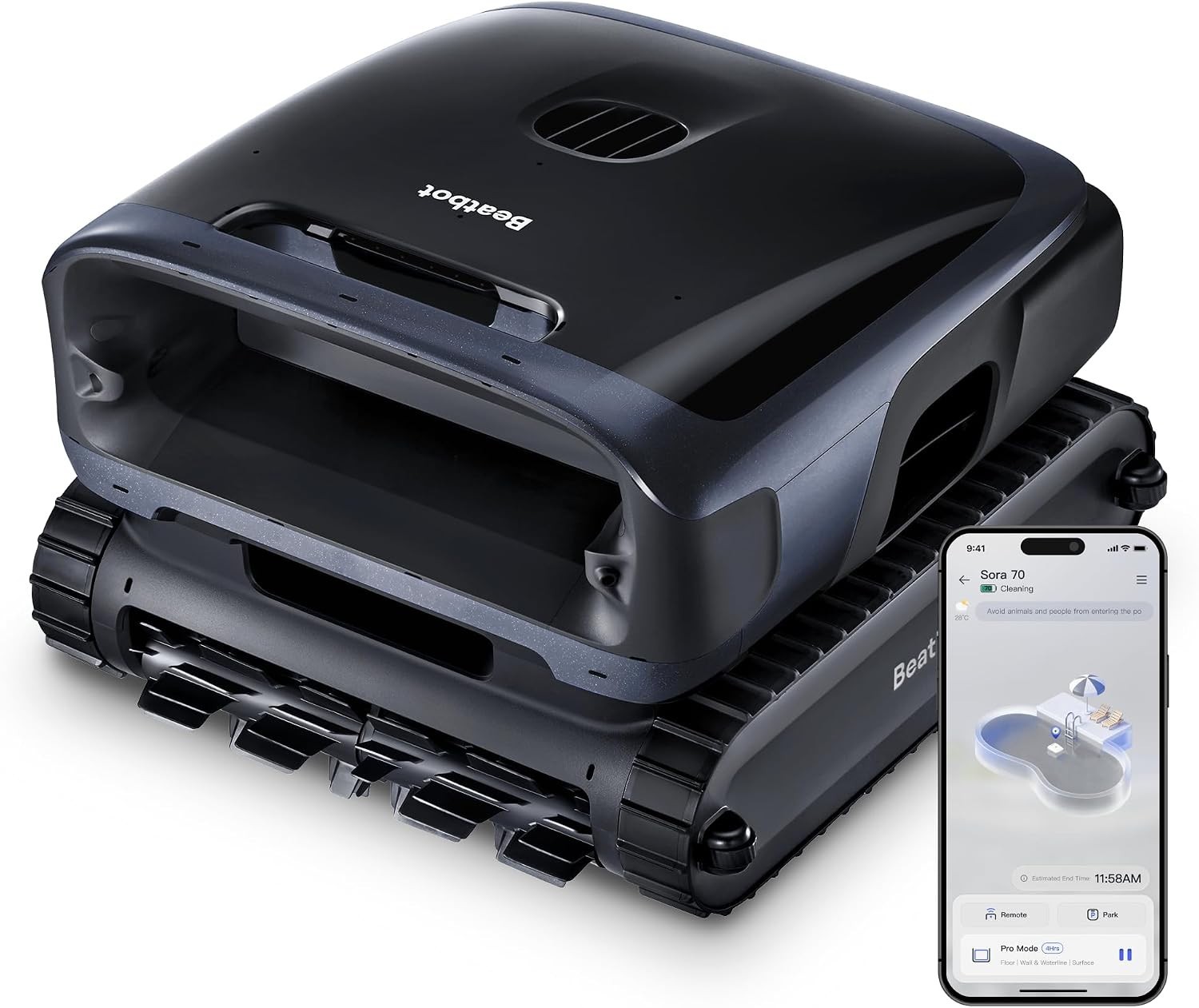 Beatbot Sora 70 Pool Vacuum Robot, 360° Top-to-Bottom Cleaning, Smart Surface