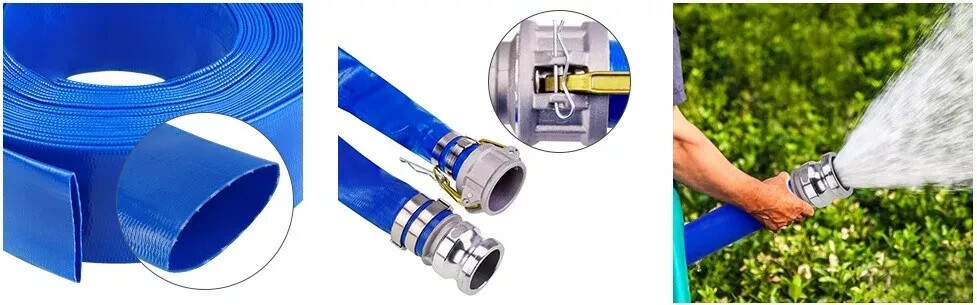 50/100ft Swimming Pool Filter Backwash Draining Hose Discharge Hose with Camlock