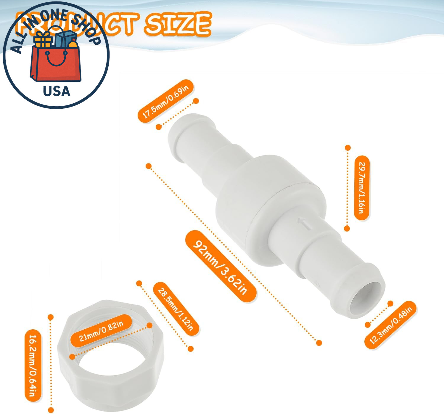 Pool Cleaner D20 Swivel & D15 Hose Nut Replacement Kit for 180 280 380 3-Pack