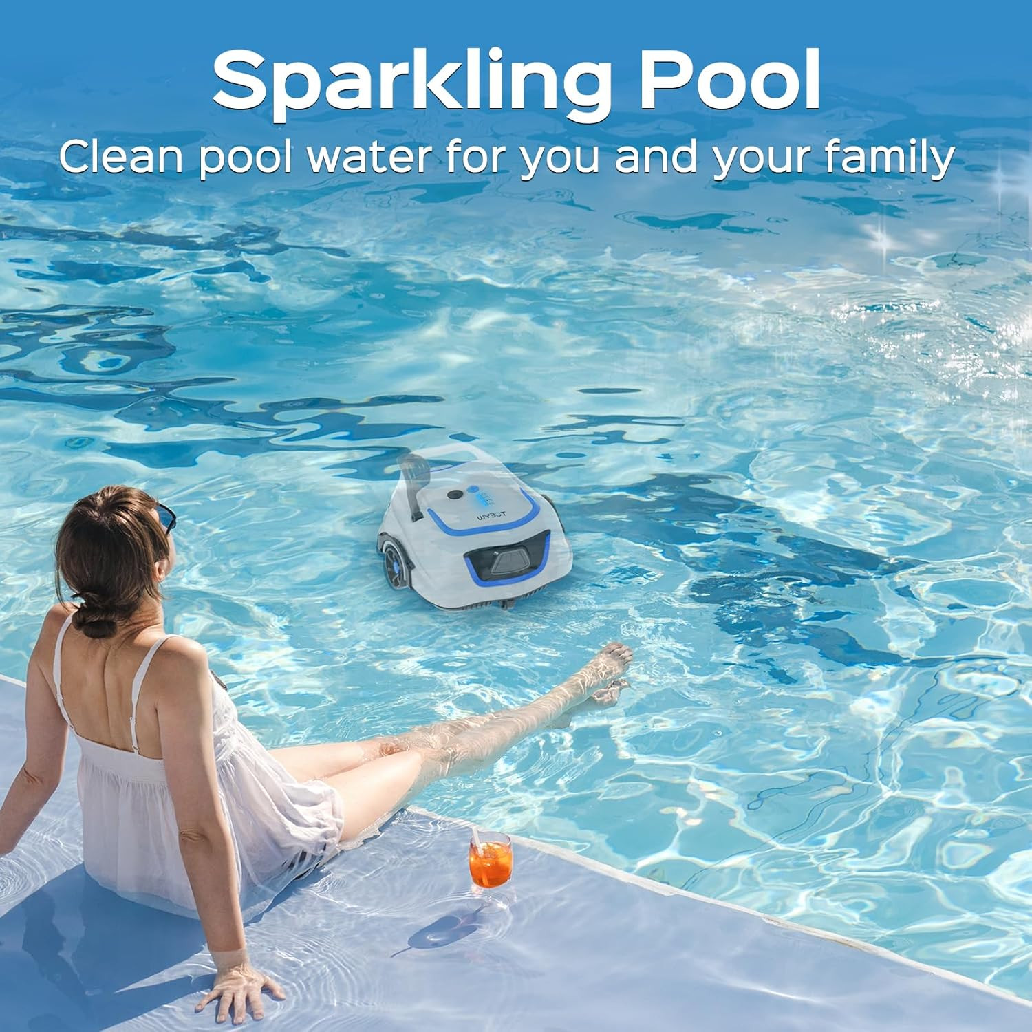 Automatic Pool Vacuum with 120 Mins, Double Filters, LED Indicator, Fast Chargin