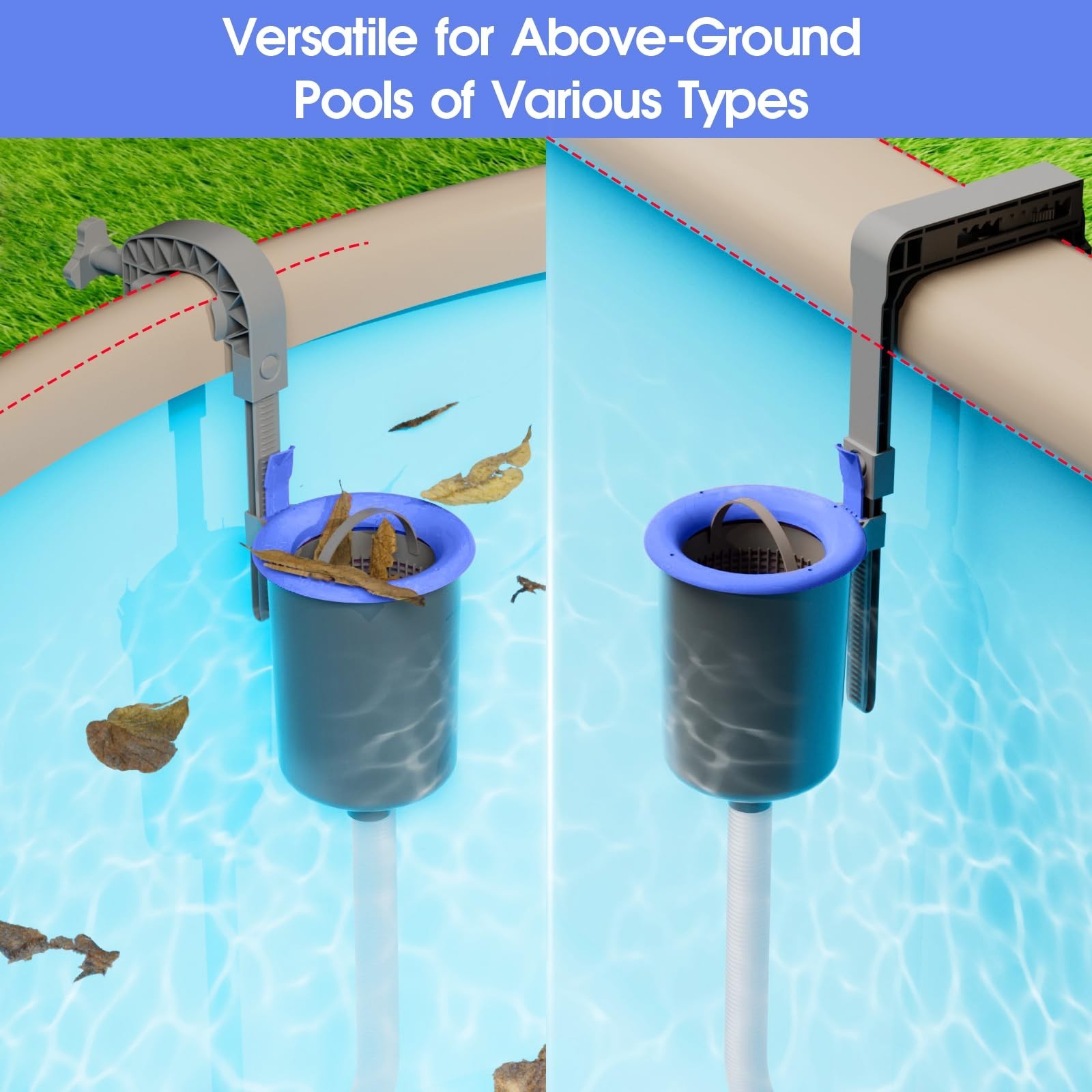 Wall Mount Pool Surface Debris Skimmer Kit – Adjustable Bracket, Quick Setup, 80