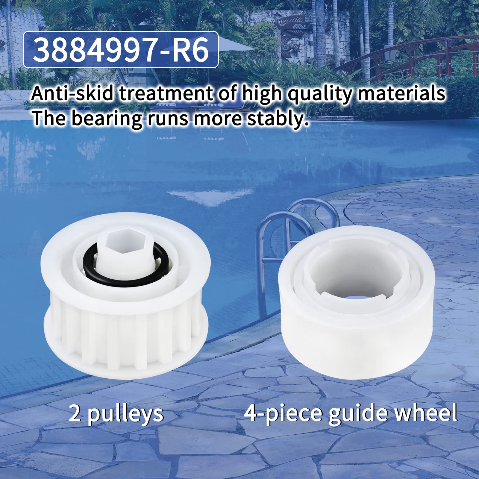 « 4Pack Guide Wheels & 2 Pulley Gears for Dolphin Nautilus Robotic Pool