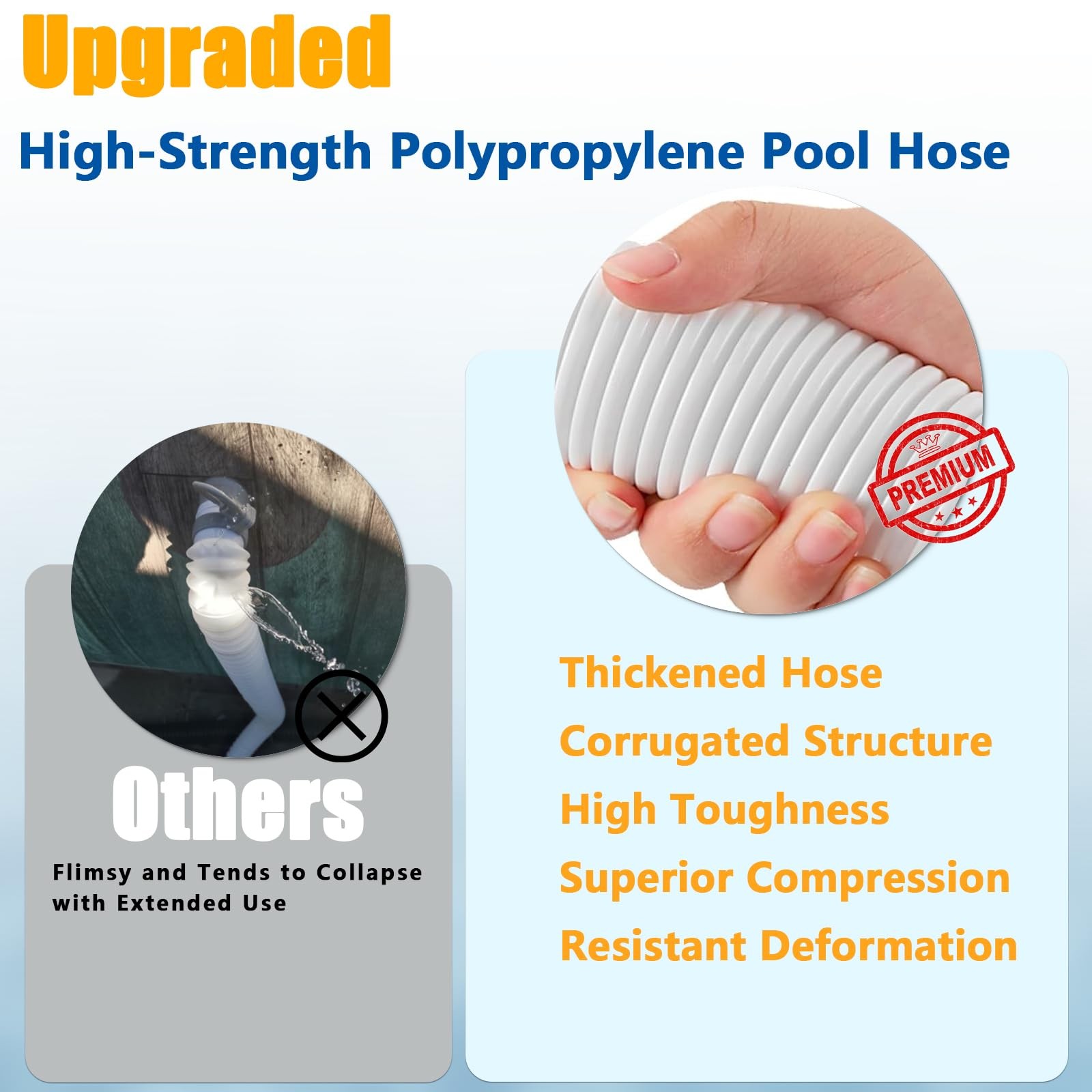 1.25&Prime; x 3ft Pool Hose for Above Ground Pools, 1-1/4&Prime; x 3ft, White