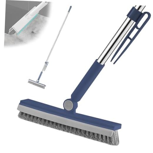 Floor Scrubbing Brush with 57&Prime; Adjustable Long Handle,3 in 1 Living Grout Blue