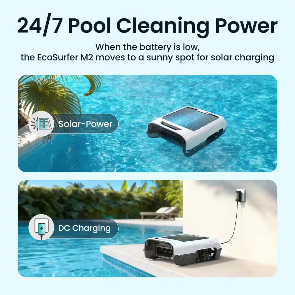 Ecosurfer M2 Robotic Pool Skimmer: with 24/7 Continuous Cleaning, Anti-Leakage C