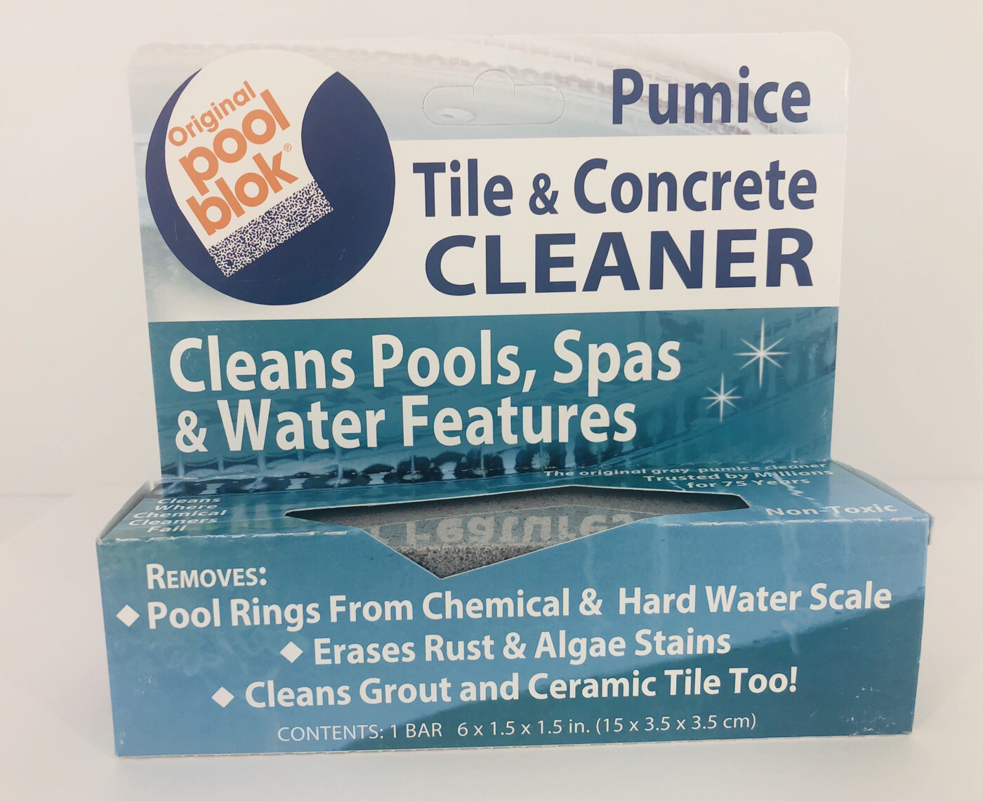 Floating Pool Blok Pumice Stone for Pool Spa Tile Concrete Cleaning 6×1.5×1.5 in