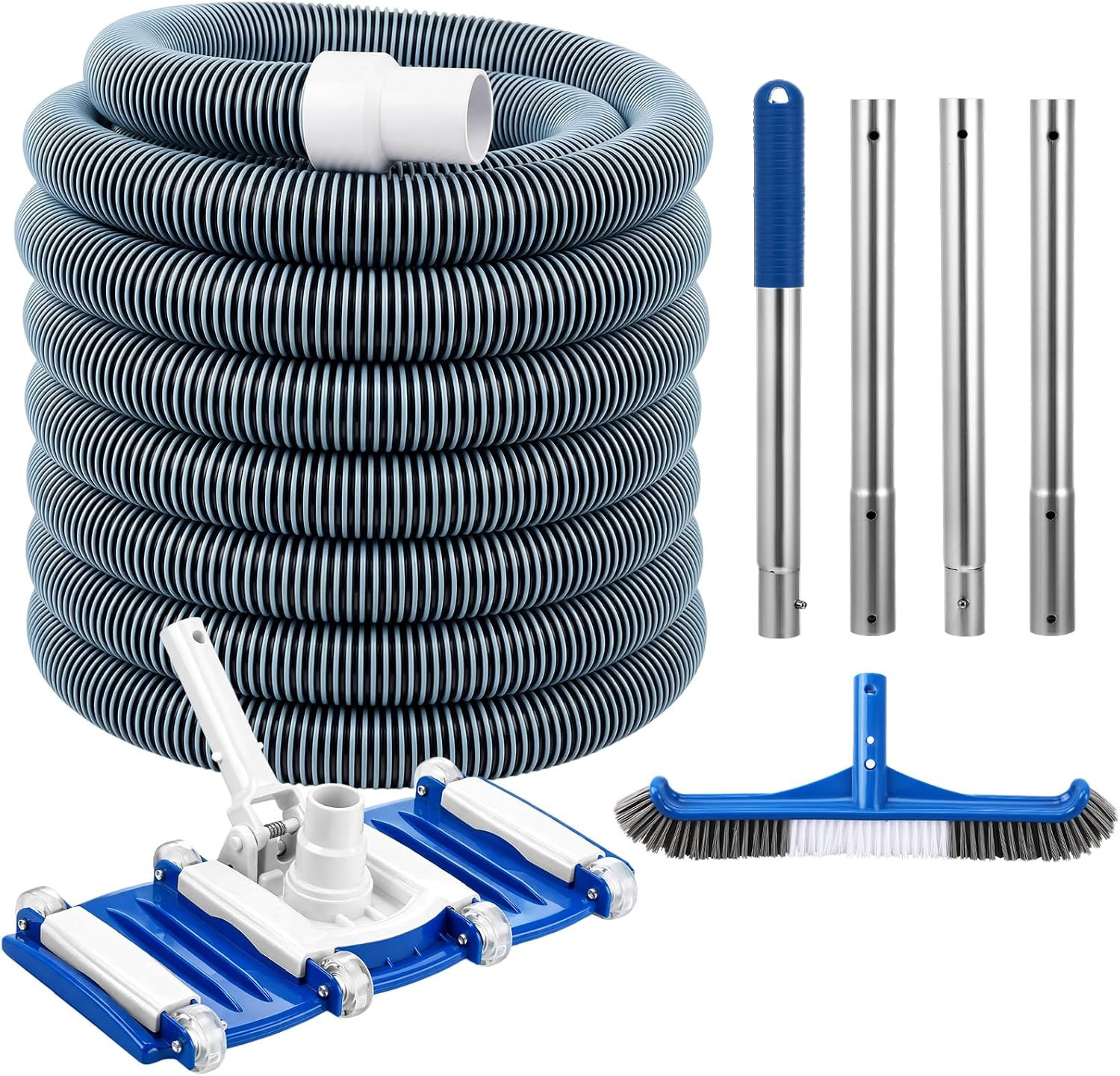4 Pcs Swimming Pool Cleaning Kit Including Pool Vacuum Head with 1-1/2&Prime; X 30 Ft