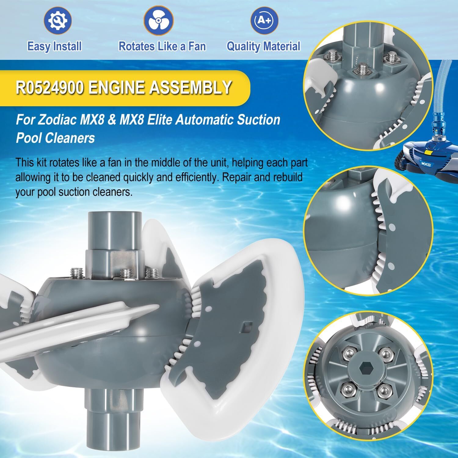 R0524900 Engine Assembly For Zodiac MX6 MX8 MX8EL Elite Suction Pool Cleaner