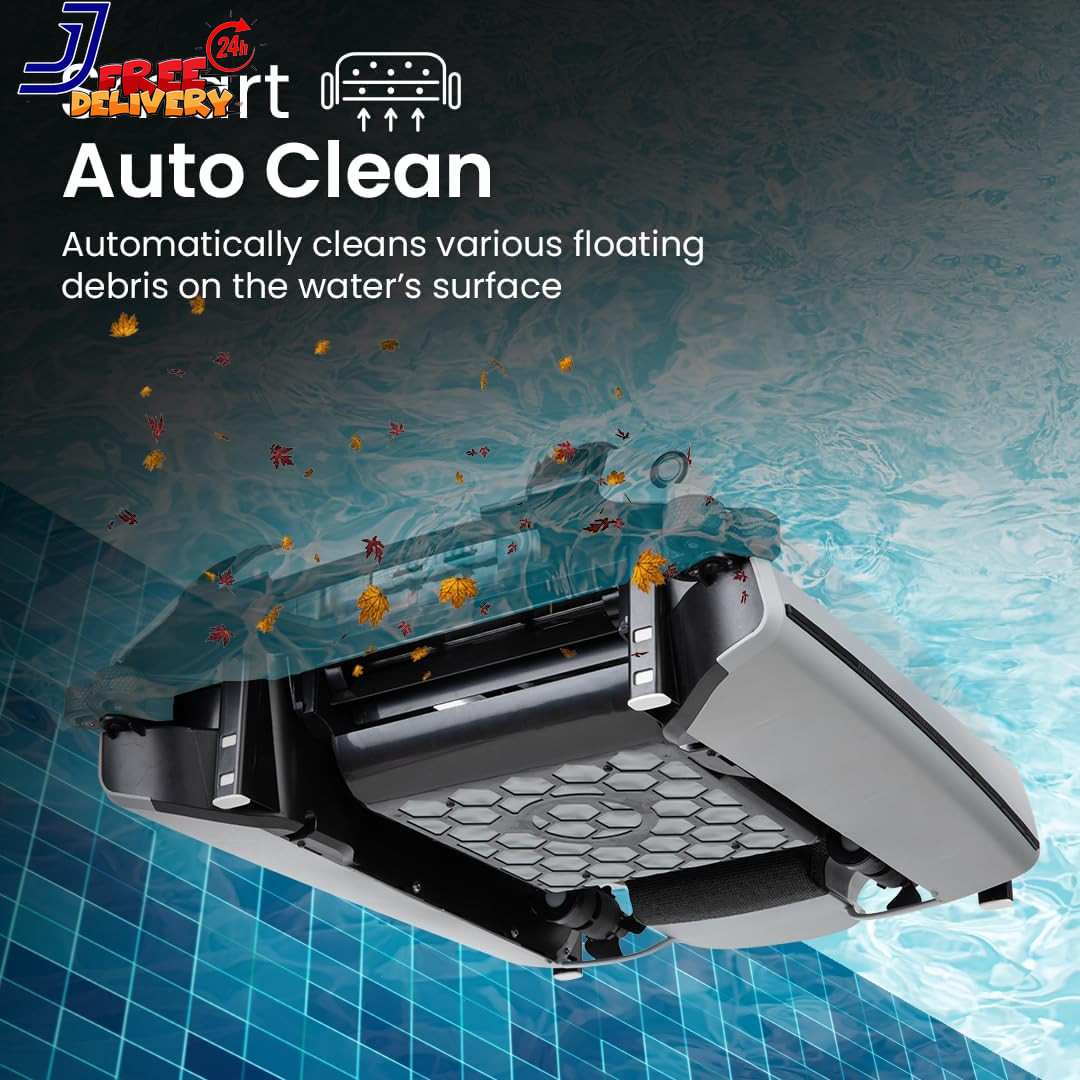 Solar-Powered Robotic Pool Skimmer with 24/7 Continuous Cleaning Power Dual Char