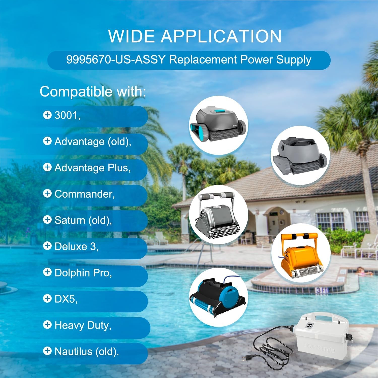 Power Supply Unit Replacement for Dolphin Robotic Pool Cleaners 9995670-US-ASSY