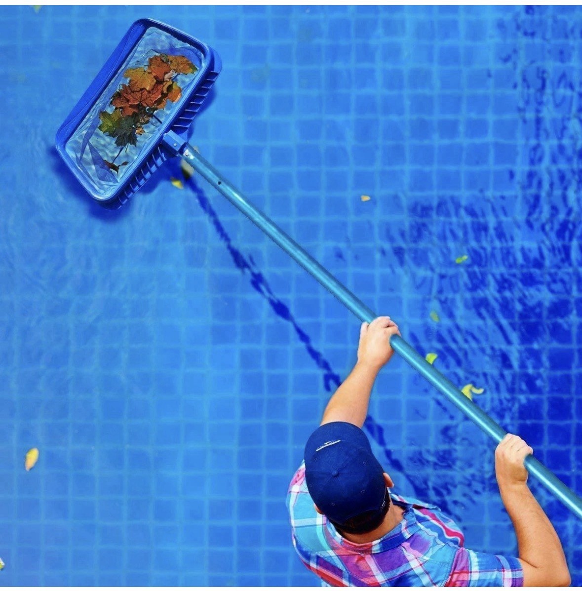 2 Pack-Pool Skimmer Net Heavy Duty Leaf Rake Fine Mesh Net Bag Catcher