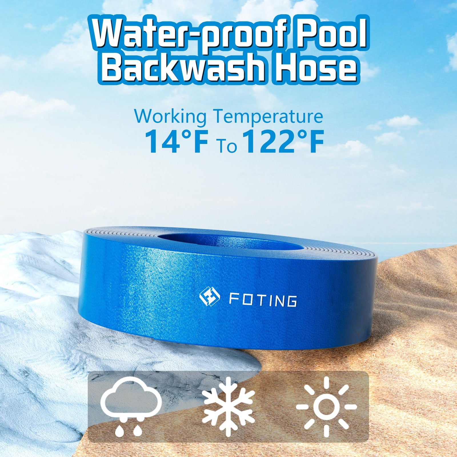 Foting 25Ft Pool Backwash Hose 1-1/2 In Heavy-Duty Discharge Hoses Pvc Pool