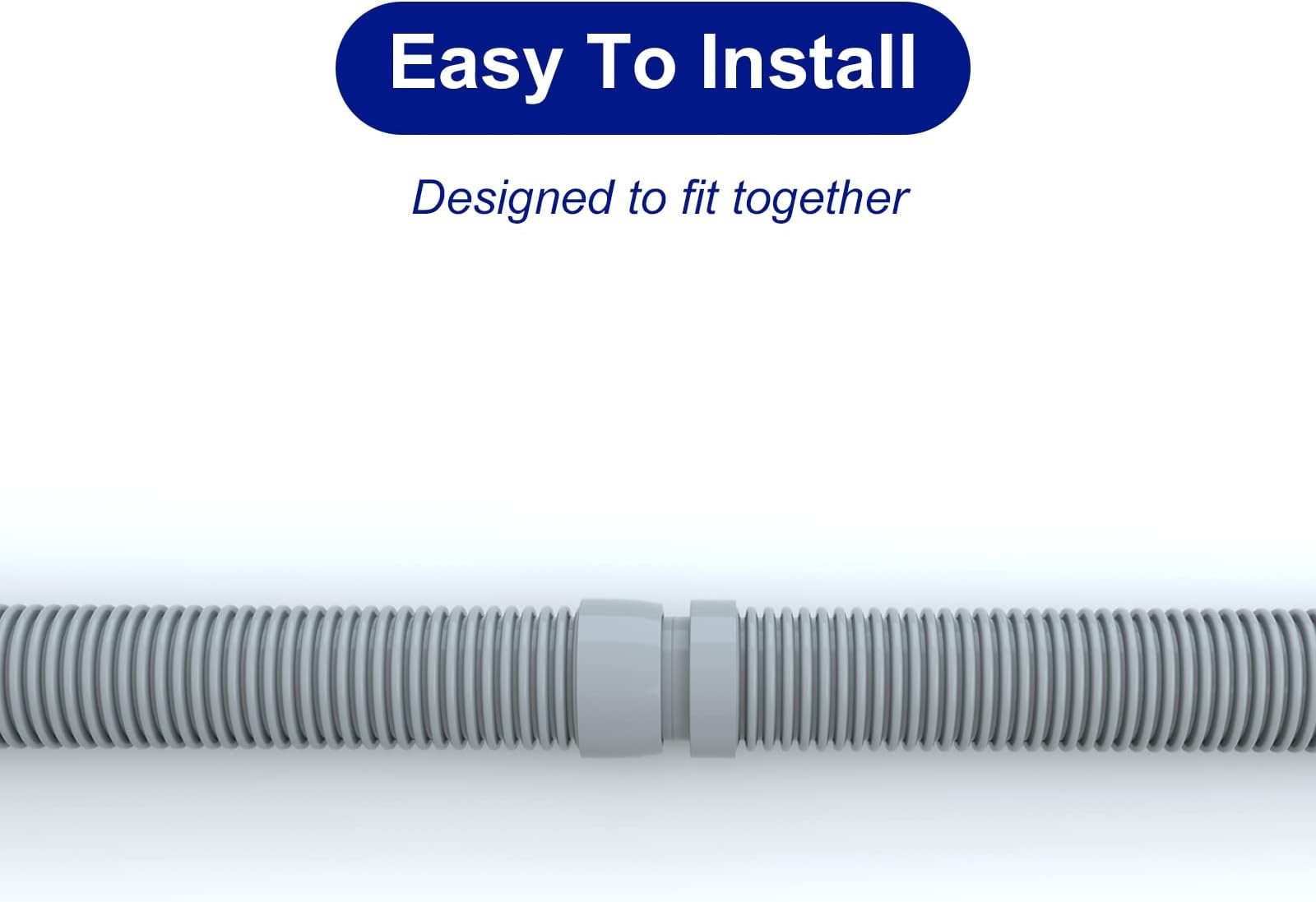 Poolvio Professional Swimming Pool Vacuum Cleaner Hose -1.5” 8 Piece Hoses fo…