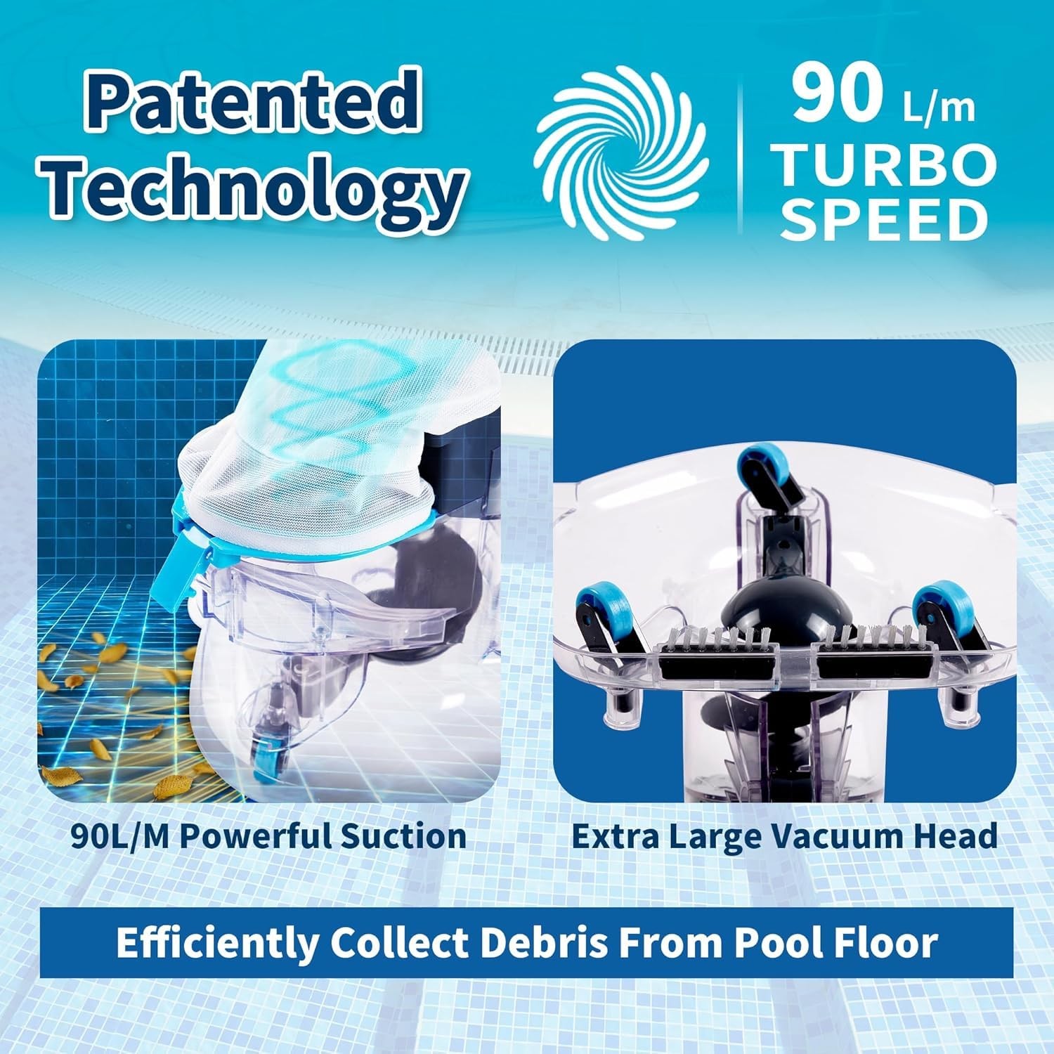 Cordless Pool Leaf Vacuum Cleaner with Dual Filter Bags for Above Ground & In…