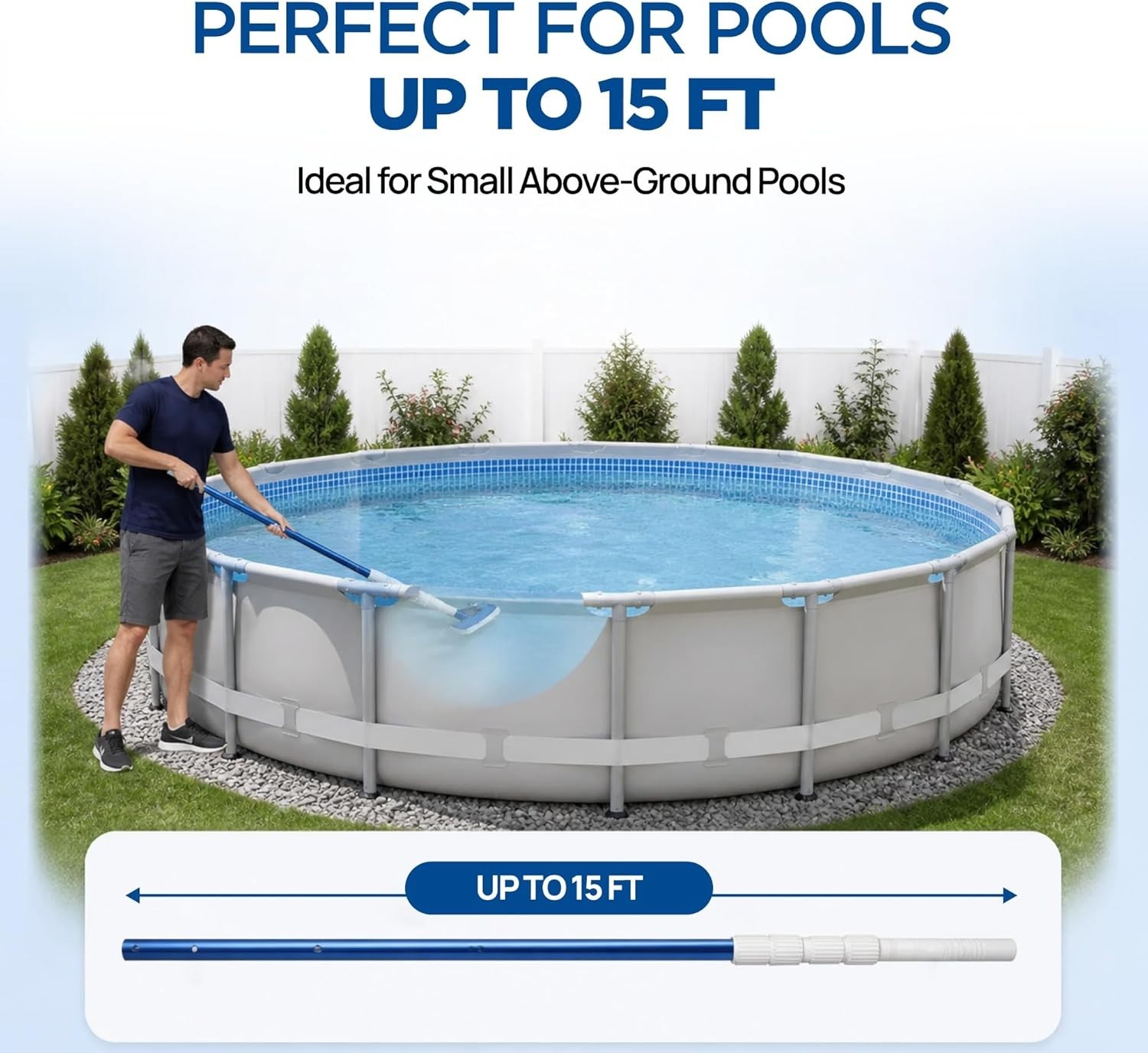 Lightweight Pool Maintenance Set – Telescoping Pole, Skimmer