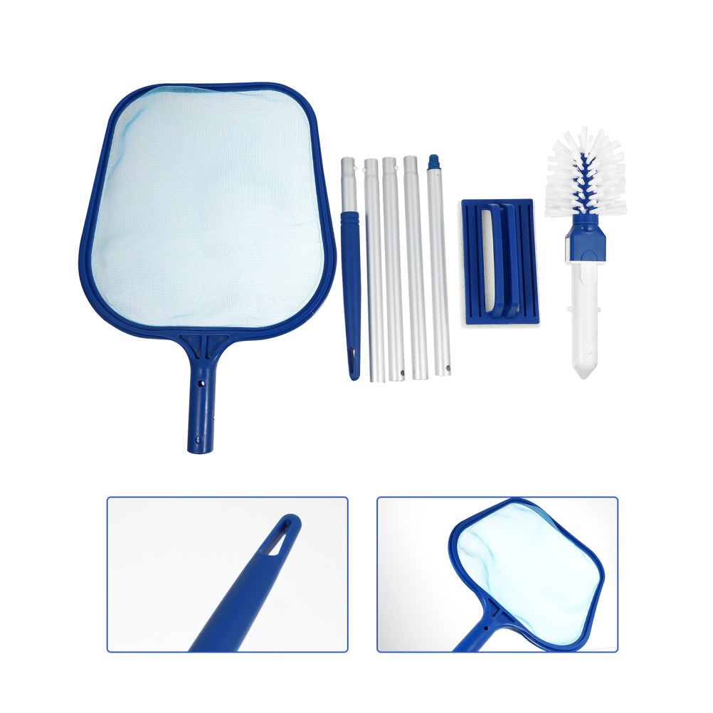 1 Set Pool Skimmer Kit Durable Plastic Blue with Removable Pole for Outdoors
