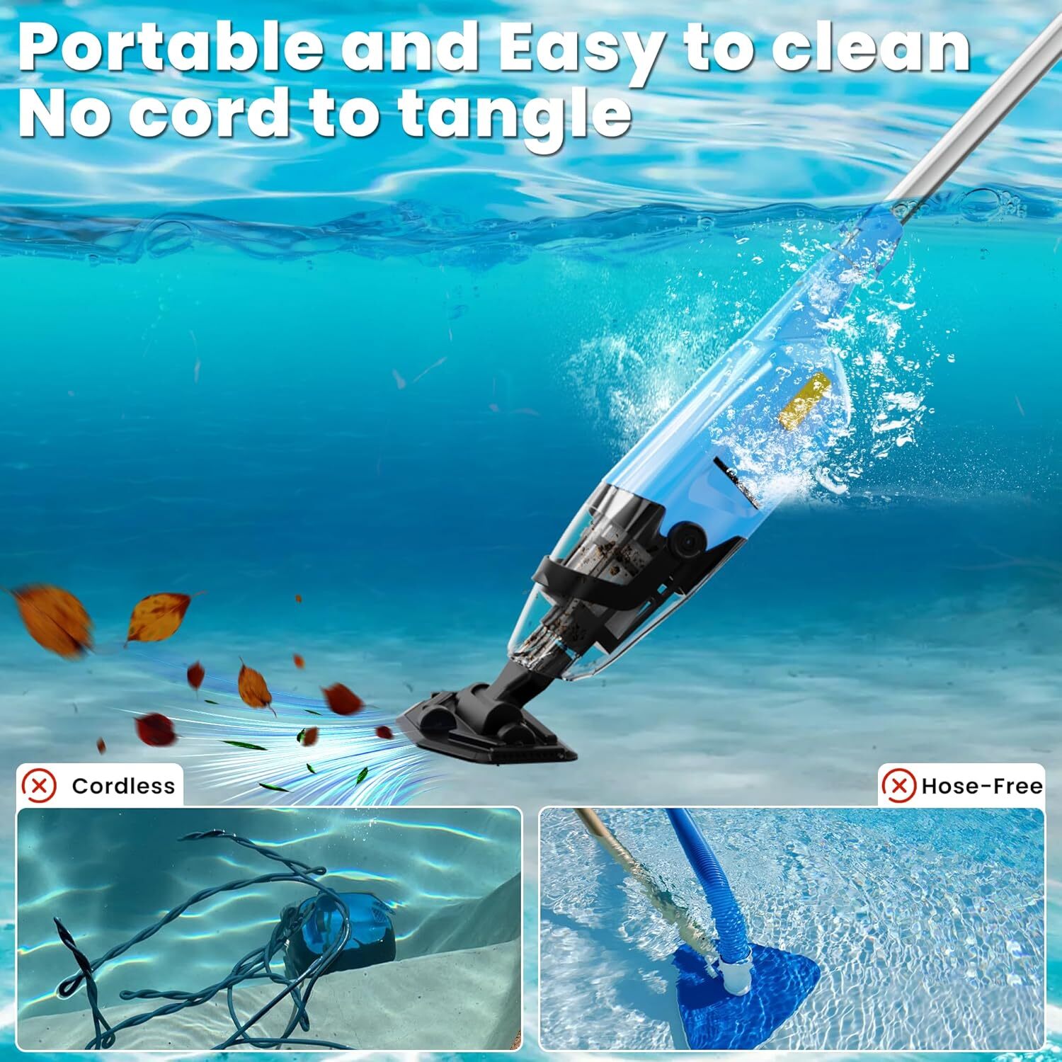 Efurden Handheld Pool Vacuum Cordless Pool and Spa Vacuum Rechargeable Vacuum