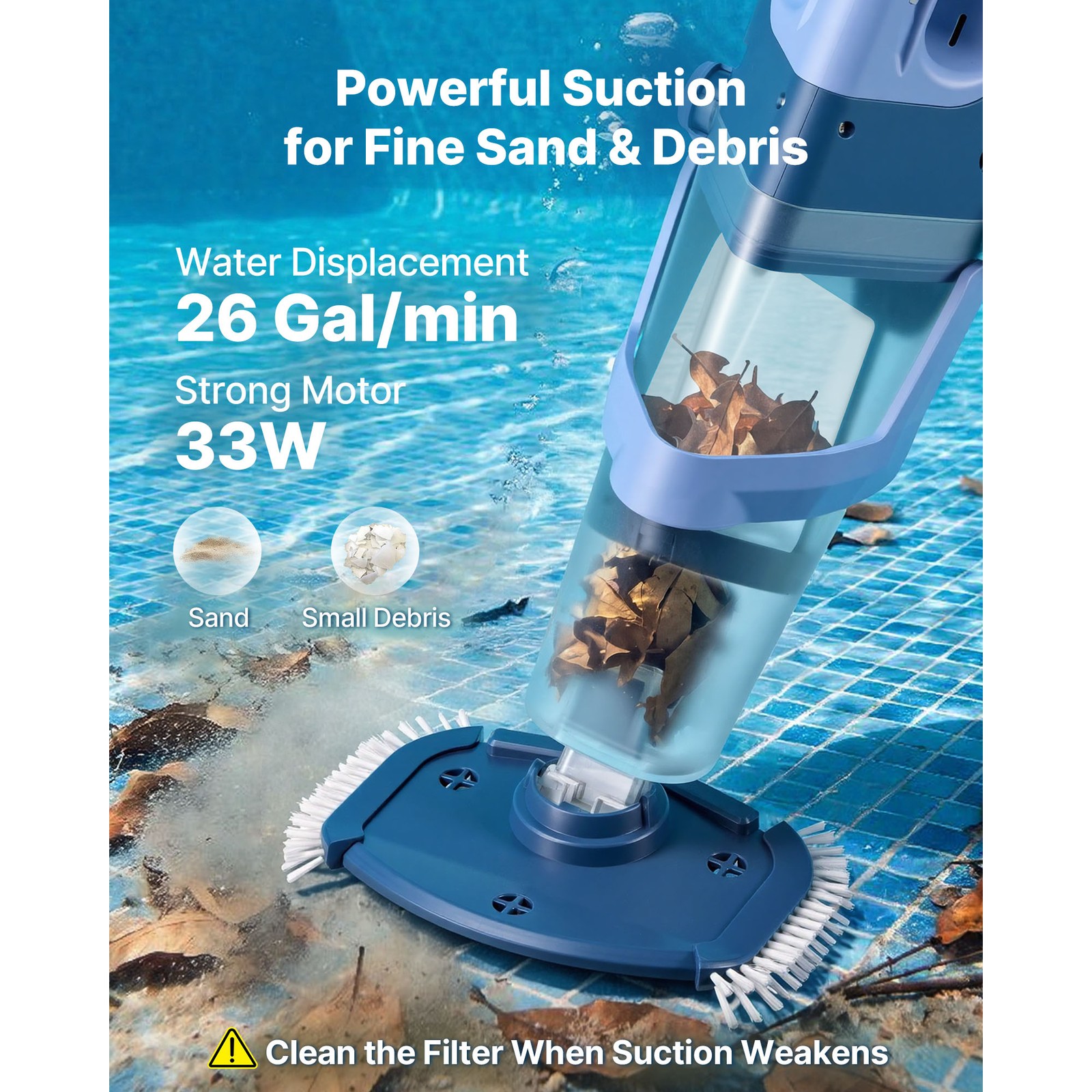 Uimoso Cordless Handheld Pool Vacuum for Spas and Hot Tubs with 26 GPM Flow