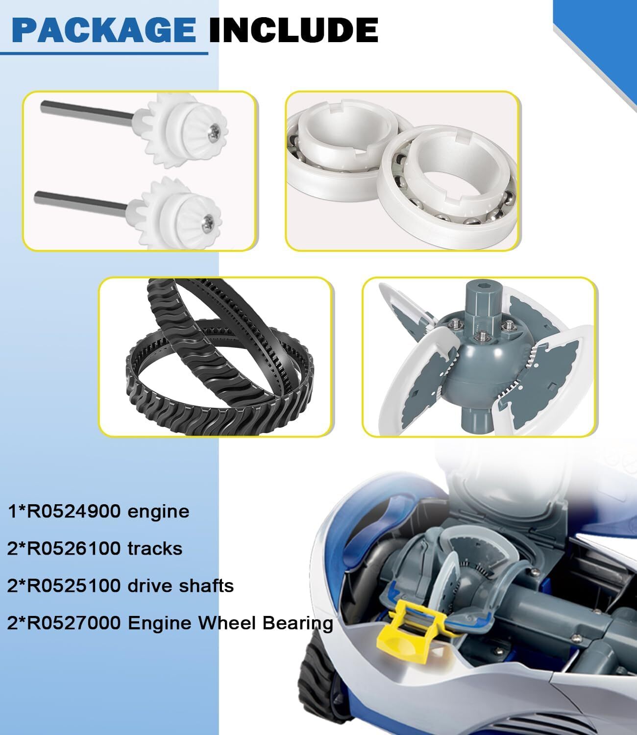 For Zodiac Baracuda MX6, MX6 Elite, MX8, MX8 Elite Pool Cleaner Tune Up Kit