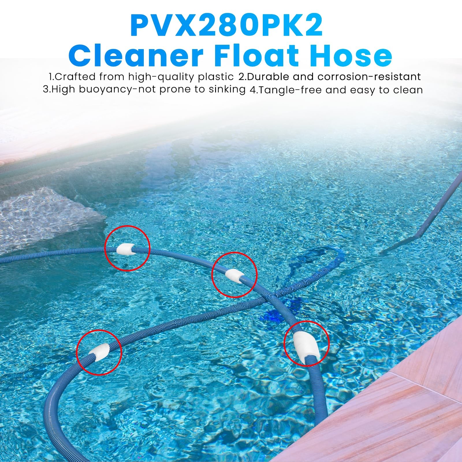 4 Pcs PVX280PK2 Pool Cleaner Hose Float Compatible with Hayward White