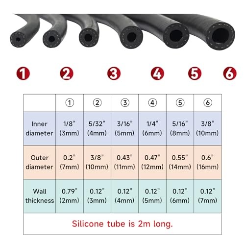 Silicone Vacuum Hose Automotive, size 1/8&Prime; 5/32&Prime; 3/16&Prime; 1/4&Prime; 5/16&Prime; 3/8&Prime;,