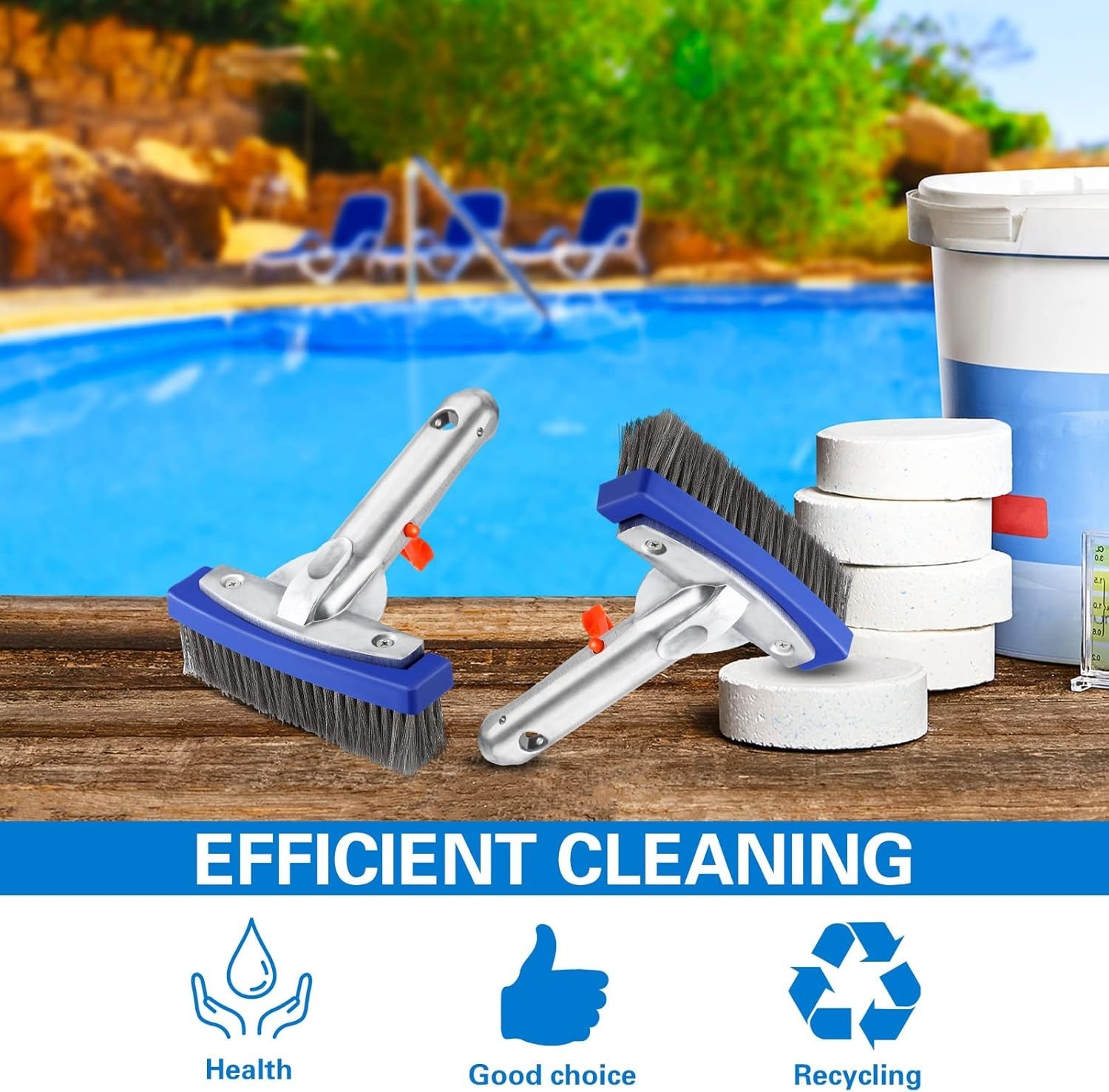 3 Pcs 5.5-Inch Stainless Steel Pool Brush Heavy Duty Algae Cleaner with Alumi…