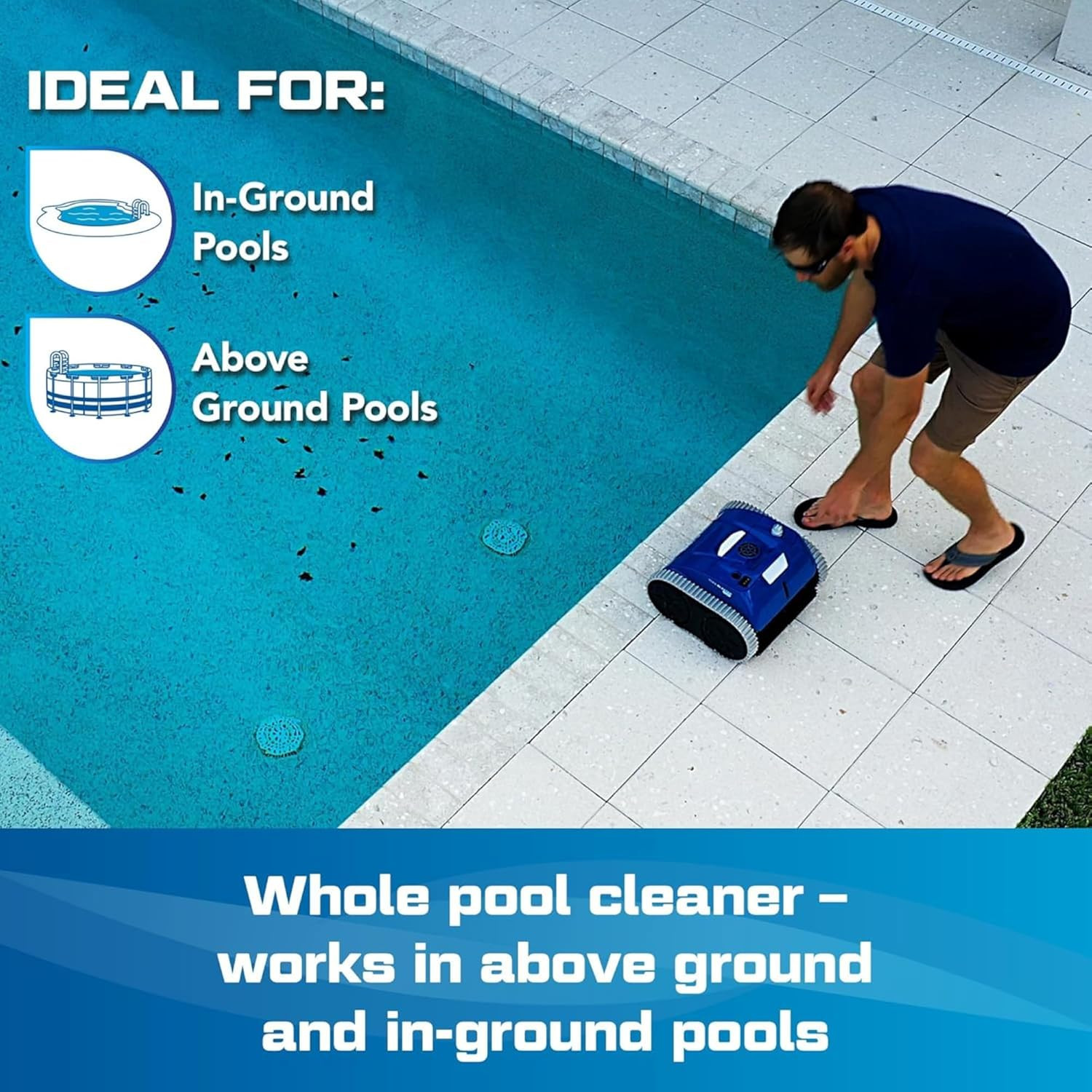 CX-300 Cordless Robotic Pool Cleaner for Inground & Above Ground Pools